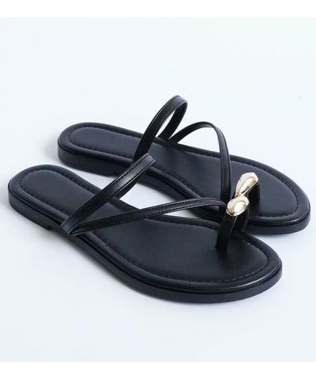 【select】BLACK 139623 細ストラップフラットサンダル