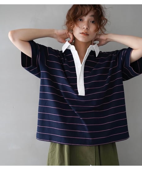【alee】 861124 ボーダーポロTee