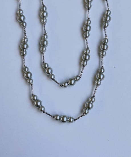 【charmaer 27 Early spring】297122 グレーパールロングネックレス