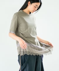 【Lallia Mu】 レースヘムカットソー 2711537／2月上旬～2月中旬発送予定