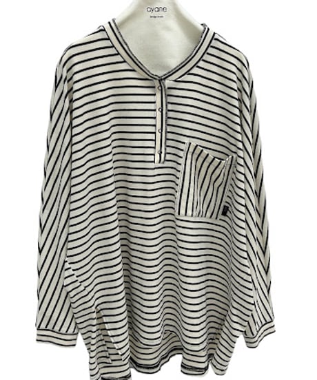【ayane '26 winter collection】876821 ヘンリーネックボーダーロンT