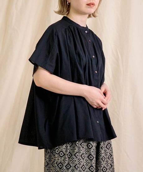 [Brocante / ブロカント]  36-0322X インドボイル フロンセシャツ