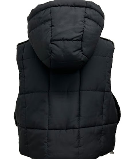 【ayane '26 winter collection】876814 エコファー×中綿ドッキングショートベスト
