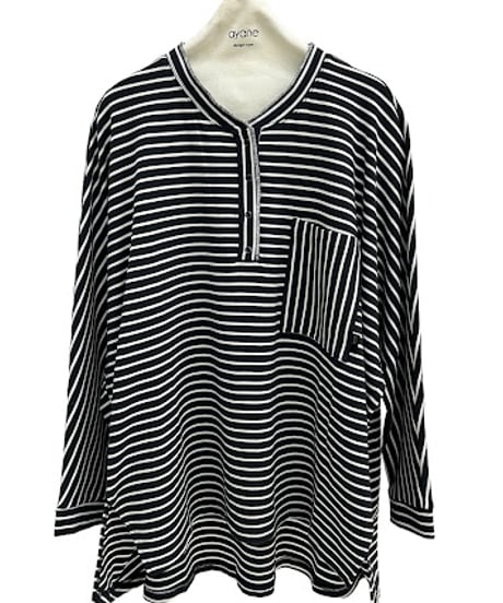 【ayane '26 winter collection】876821 ヘンリーネックボーダーロンT