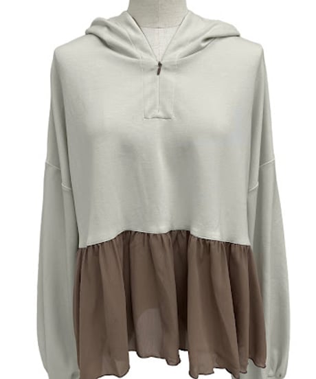 【ayane '26 winter collection】876823 ポンディングフーディドッキングブラウス