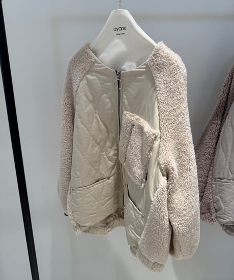 【ayane '26 winter collection】876816 ボア×中綿キルトノーカラーブルゾン