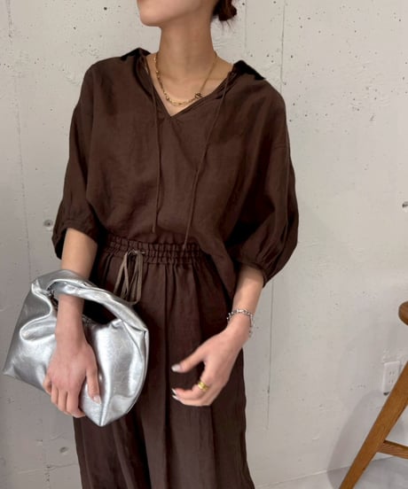 【cafune】625906　French linen form sleeve pullover
