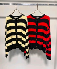 【MARGAUX VINTAGE 26AW】MG  KN - 26121 - A 異素材ボーダークルーカーディガン
