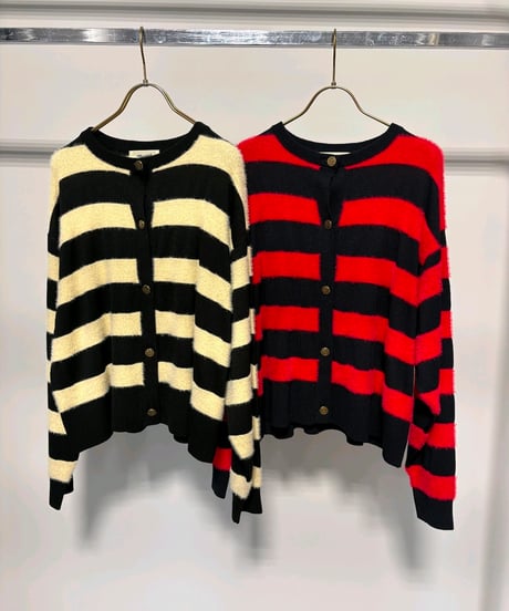 【MARGAUX VINTAGE 26AW】MG  KN - 26121 - A 異素材ボーダークルーカーディガン