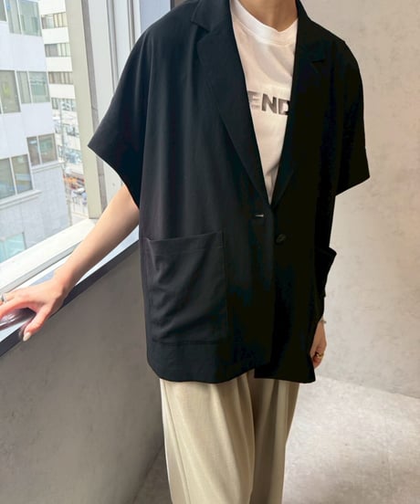 【cafune】625405 mat stretch georgette half sleeve jacket