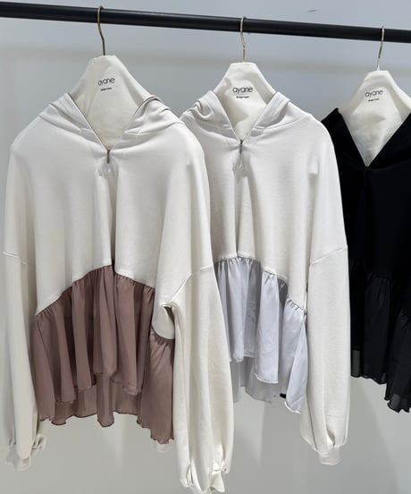 【ayane '26 winter collection】876823 ポンディングフーディドッキングブラウス
