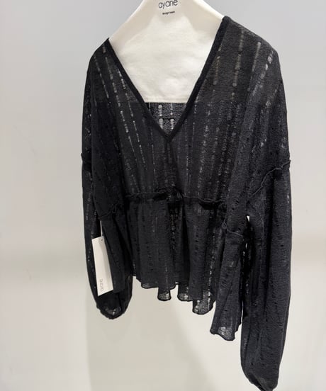 【ayane '26 winter collection】876832 ラダーニットペプラムブラウス