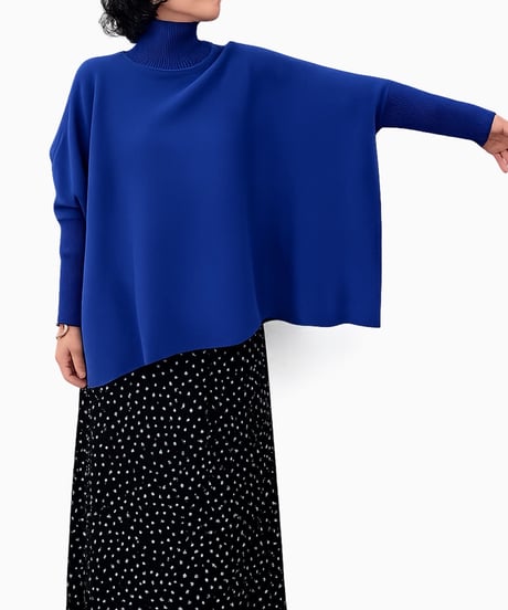【siro de la bonte 26AW】R643108 32/2COTTON plating nylon bottleneck poncho pullover