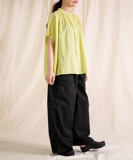 [Brocante / ブロカント]  36-0323X インドプリント(チェック) フロンセシャツ