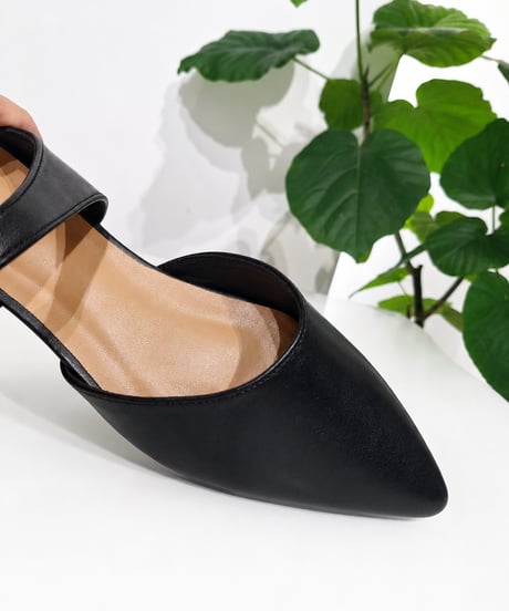 【select】BLACK 2125001 甲ベルトポインテッドフラットサンダル