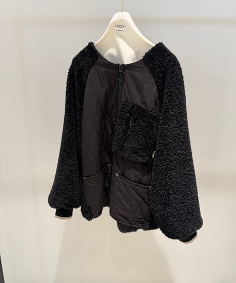 【ayane '26 winter collection】876816 ボア×中綿キルトノーカラーブルゾン