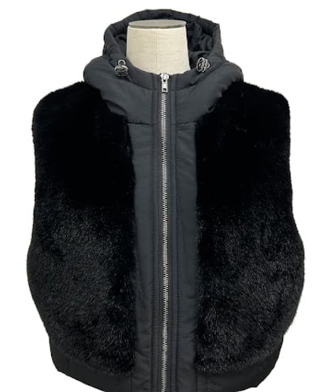 【ayane '26 winter collection】876814 エコファー×中綿ドッキングショートベスト