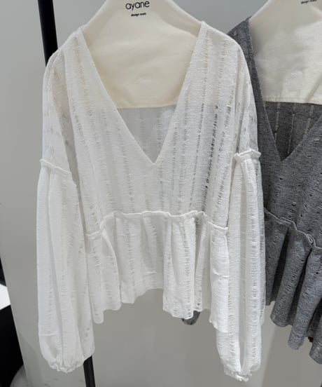 【ayane '26 winter collection】876832 ラダーニットペプラムブラウス