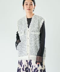 【Lallia Mu】 デニムドッキングツイードベスト 2711233／2月上旬～2月中旬発送予定