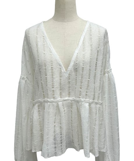 【ayane '26 winter collection】876832 ラダーニットペプラムブラウス
