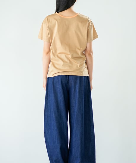 【Lallia Mu】 オーガンジーネックバイカラーカットソー 2711534／3月上旬～3月中旬発送予定