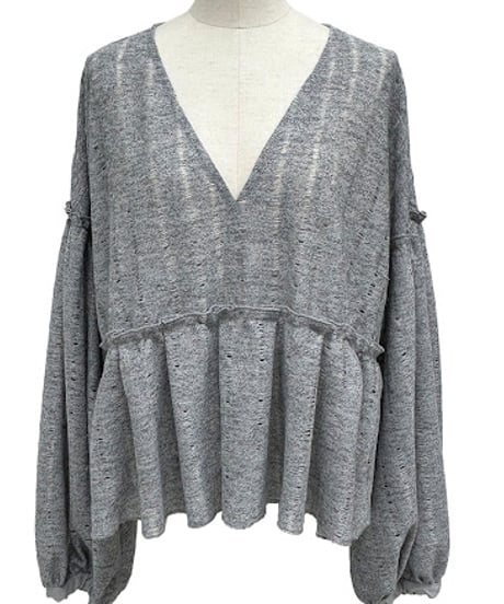【ayane '26 winter collection】876832 ラダーニットペプラムブラウス
