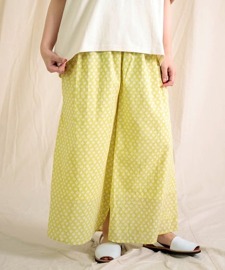 [Brocante / ブロカント]  33-0344X インドプリント(チェック) ピエロパンツ