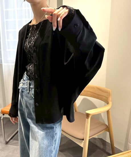 【cafune】635917 ドレープワッシャーカーディガンブラウス