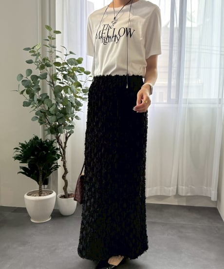 【cafune】  635603　fringe jacquard tight skirt