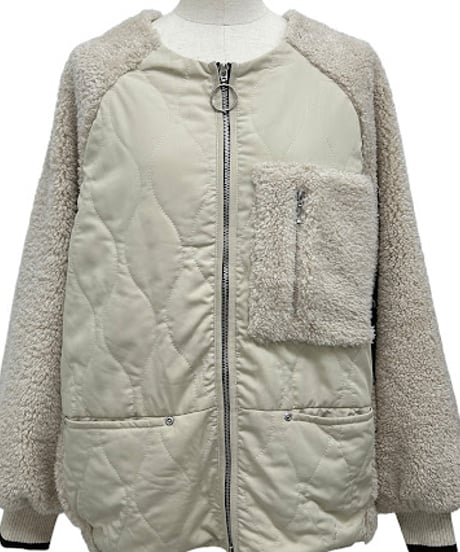 【ayane '26 winter collection】876816 ボア×中綿キルトノーカラーブルゾン