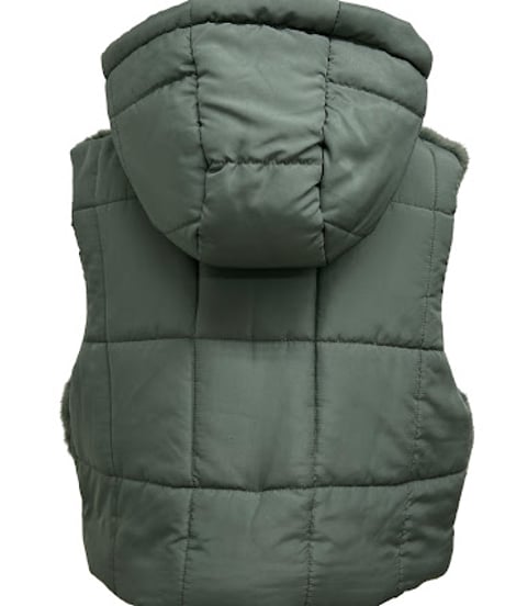 【ayane '26 winter collection】876814 エコファー×中綿ドッキングショートベスト