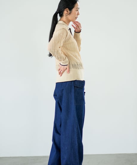 【Lallia Mu】 ロングスリーブメッシュニットポロ 2711452／2月上旬～2月中旬発送予定