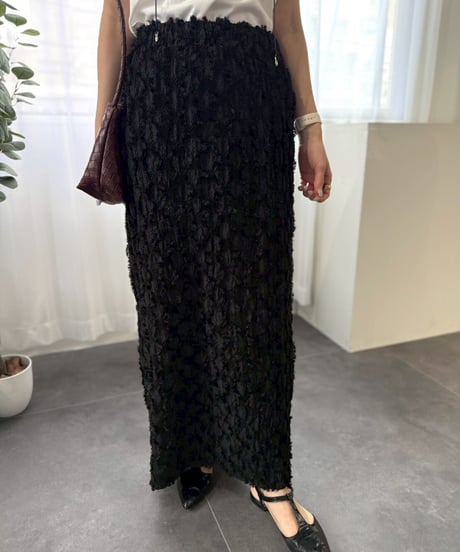 【cafune】  635603　fringe jacquard tight skirt