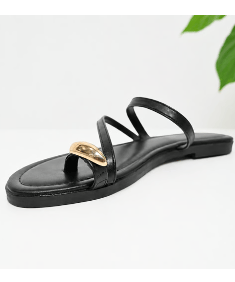 【select】BLACK 139623 細ストラップフラットサンダル