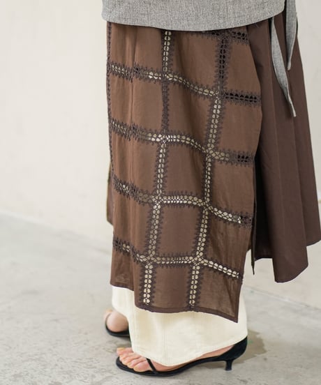 【Lallia Mu】2613374 クロッシェチェックパネルワンピース