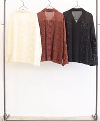 【LE MELANGE| '27 Spring Collection】モザイク柄パネルレースシャツ 8713207／２月下旬から３月中旬発送予定