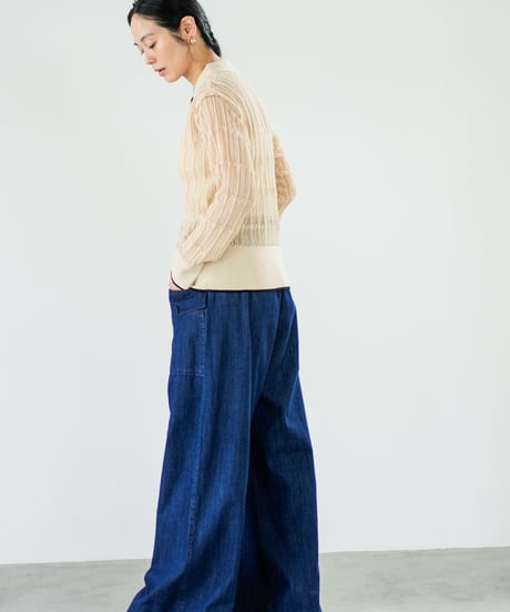【Lallia Mu】 ロングスリーブメッシュニットポロ 2711452／2月上旬～2月中旬発送予定