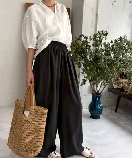 【cafune】625906　French linen form sleeve pullover