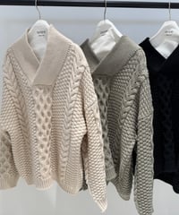 【ayane '26 winter collection】876825 襟付きアランニット