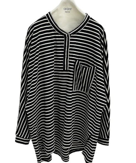 【ayane '26 winter collection】876821 ヘンリーネックボーダーロンT