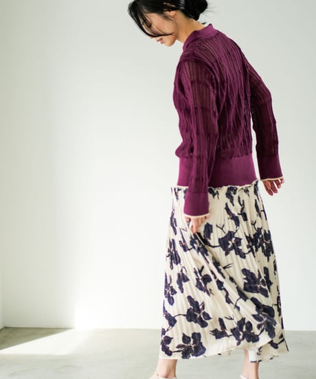 【Lallia Mu】 ロングスリーブメッシュニットポロ 2711452／2月上旬～2月中旬発送予定