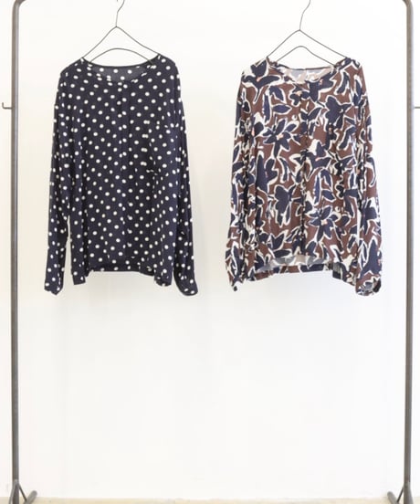 【LE MELANGE | '27 Spring Collection】  IPEKARプリントノーカラーシャツ　8713202／１月下旬から２月中旬発送予定