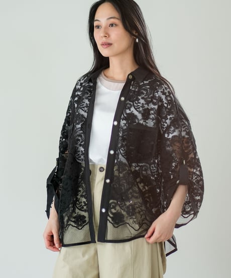 【Lallia Mu】スカラップシアーレースシャツ 2711612／2月上旬～2月中旬発送予定