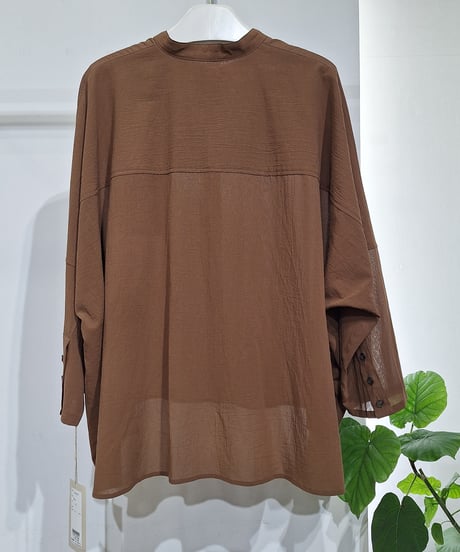 【cafune】635941 バンドカラーシアーブラウス