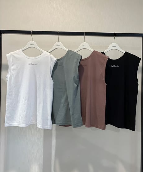 【 Ordinary】BO25-121T　Sheer Sleeveless Logo T-shirt