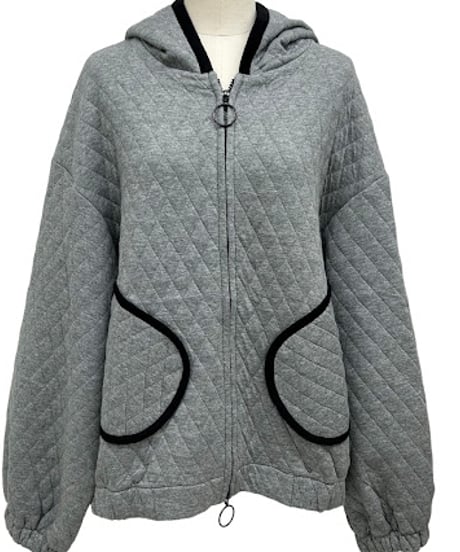 【ayane '26 winter collection】876812 キルト地ジップアップパーカー