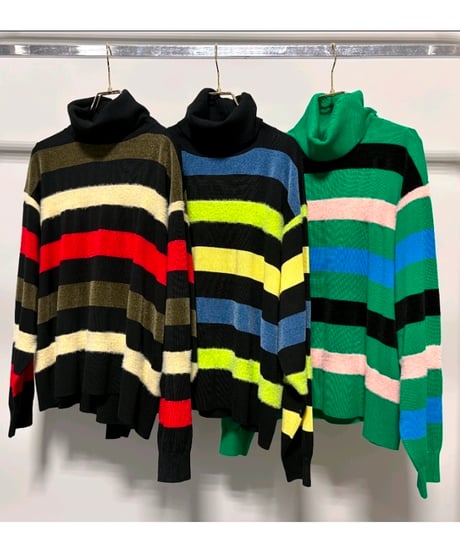 【MARGAUX VINTAGE 26AW】MG  KN - 26120 - A 異素材ボーダータートルニット