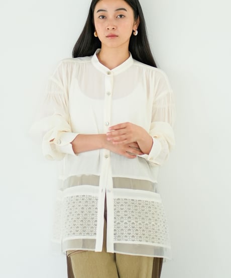 【Lallia Mu】レースヘムチュニックブラウス 2711613／3月上旬～3月中旬発送予定