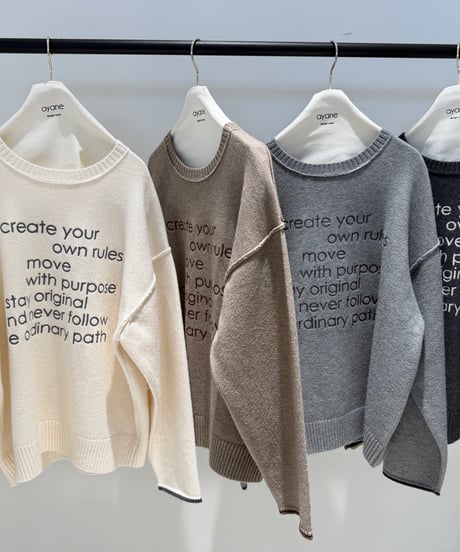 【ayane '26 winter collection】876826 ロゴ刺繍プルオーバーニット