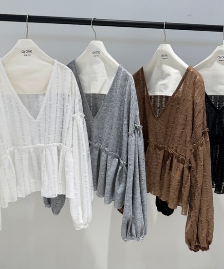 【ayane '26 winter collection】876832 ラダーニットペプラムブラウス